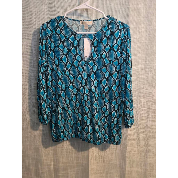 Women's Michael Kors Top Size‎ S Blue Snake Print - Picture 1 of 6